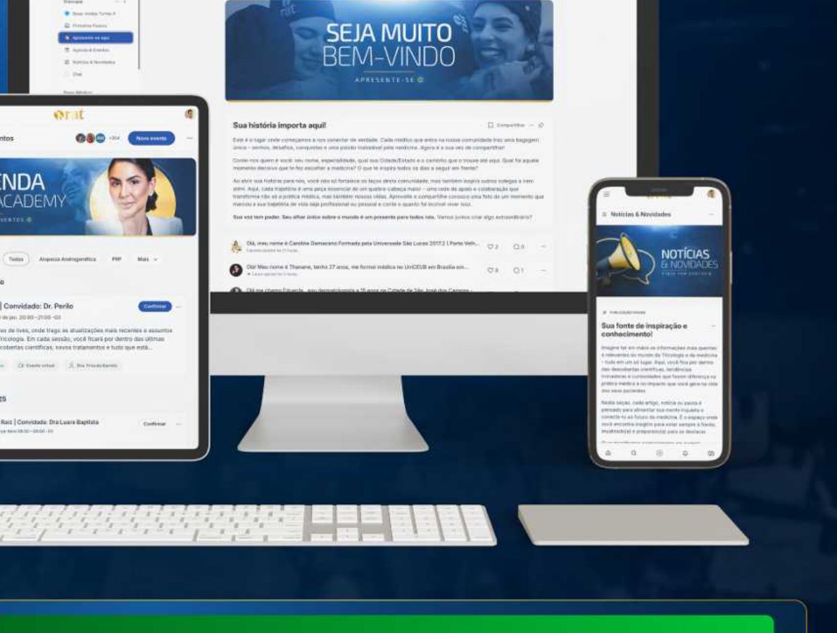 Plataforma RAT exibida em computador, tablet e celular